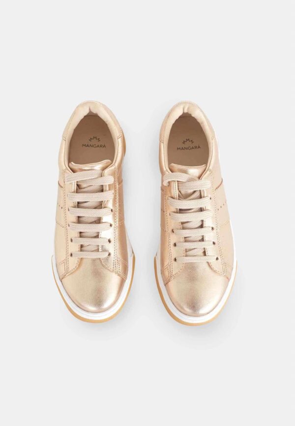 Women's Leather Sneakers - Metallic Golden - Image 2
