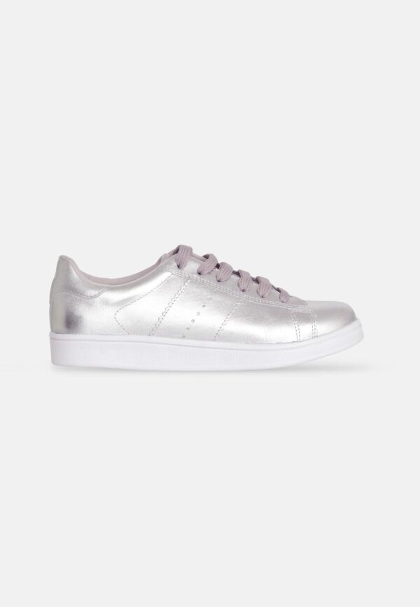 Women's Leather Sneakers - Metallic Silver - Image 4