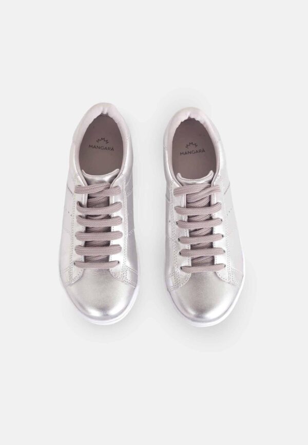Women's Leather Sneakers - Metallic Silver - Image 2