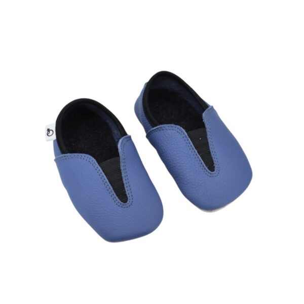 Punsa Kids Barefoot Slippers - Upcycled Leather, Blue - Image 2