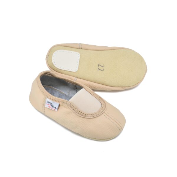 Classic Leather Slippers with Elastic for Kids - Beige - Image 2