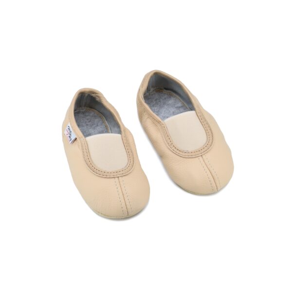 Classic Leather Slippers with Elastic for Kids - Beige - Image 4