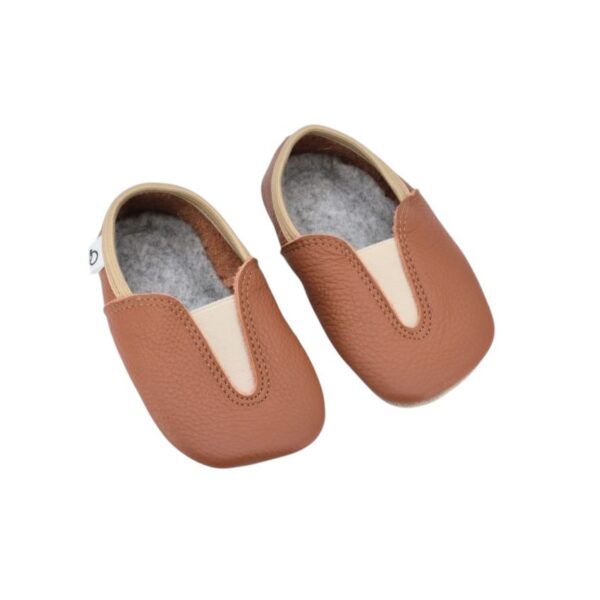 Punsa Kids Barefoot Slippers - Upcycled Leather, Terracota - Image 2